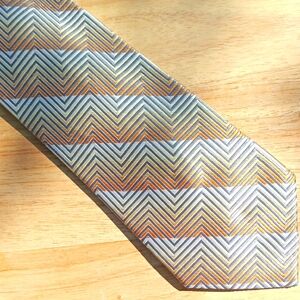 Orange and Gray Chevron Tie with Silky Texture